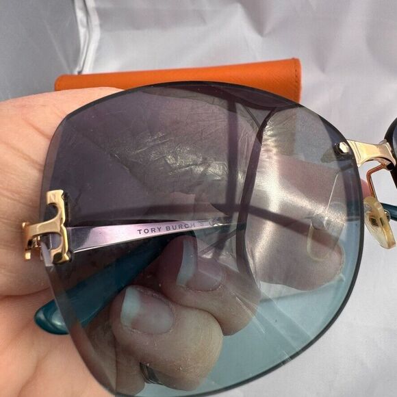 Tory Burch Sunglasses Butterfly Rimless Green ty6030 106 45 61 12 135  w/case - Picture 12 of 16